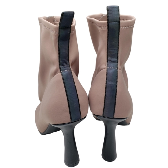 Aldo | Love Planet Mauve Pink Peep Toe Sock Zip Front Ankle Booties Women's 11 - Picture 3 of 12